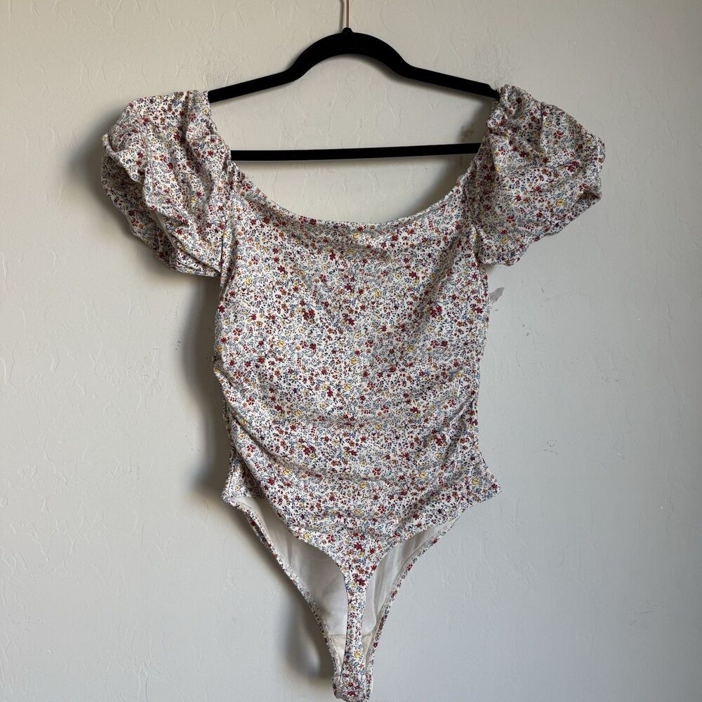 Intimately Free People Bella Ditsy Floral Puff Sleeve Bodysuit Boho Festival - Picture 7 of 11